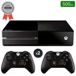 Xbox One Noire 500 Go + 2 Manettes (Reconditionnée : Très Bon État)