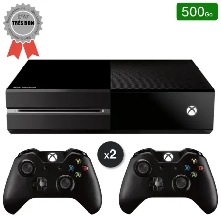 Xbox One Noire 500 Go + 2 Manettes (Reconditionnée : Très Bon État)