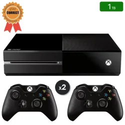 Xbox One Noire 1 To + 2 Manettes (Reconditionnée : État Correct)