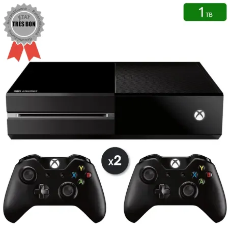 Xbox One Noire 1 To + 2 Manettes (Reconditionnée : Très Bon État)