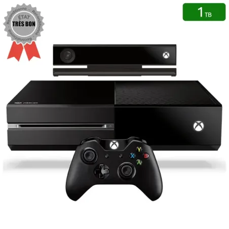 Xbox One Noire 1 To + 1 Manette + Kinect (Reconditionnée : Très Bon État)