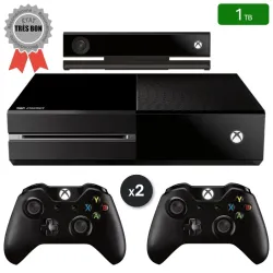 Xbox One Noire 1 To + 2 Manettes + Kinect (Reconditionnée : Très Bon État)
