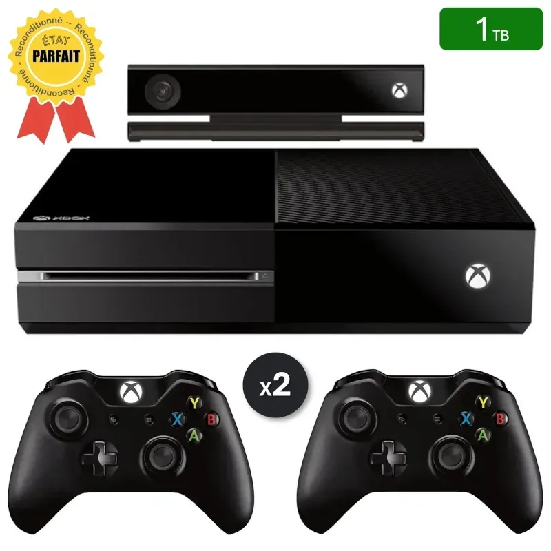 Xbox One Black 1 TB + 2 Controller + Kinect (Ricondizionata: Condizioni Perfette)