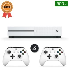Xbox One S Blanche 500 Go + 2 Manettes (Reconditionnée : État Correct)