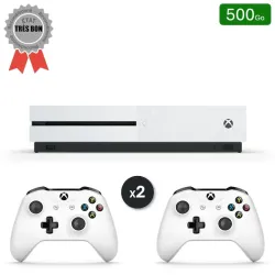 Xbox One S Blanche 500 Go + 2 Manettes (Reconditionnée : Très Bon État)