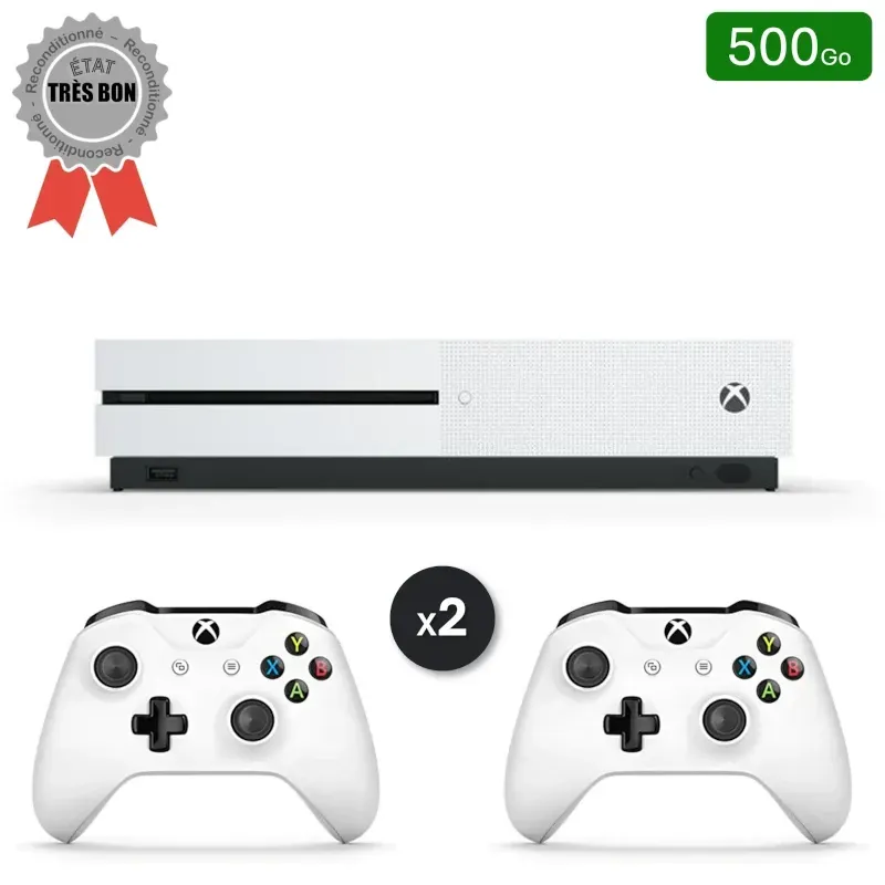 Xbox One S White 500 GB + 2 Controllers (Refurbished: Very Good Condition)