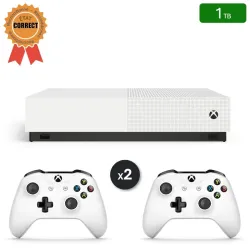 Xbox One S All Digital Blanche 1 To + 2 Manettes (Reconditionnée : État Correct)
