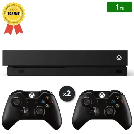 Xbox One X Noire 1 To + 2 Manettes (Reconditionnée : Parfait État)