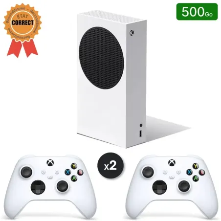 Xbox Series S Blanche 500 Go + 2 Manettes (Reconditionnée : État Correct)