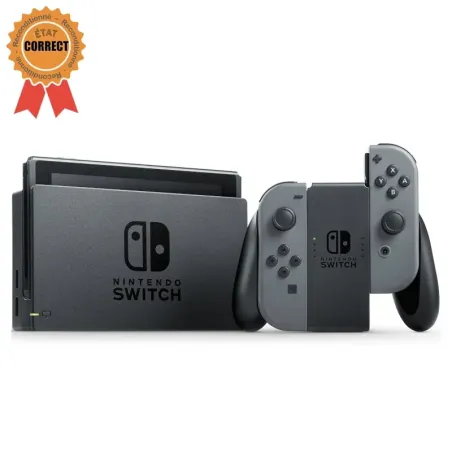 Nintendo Switch + Joy-Con Gris + Dock TV (Reconditionnée : État Correct)