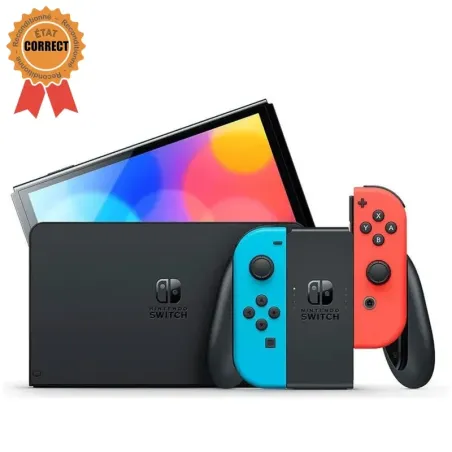 Nintendo Switch OLED + Neon Joy-Con (Refurbished: Fair Condition)