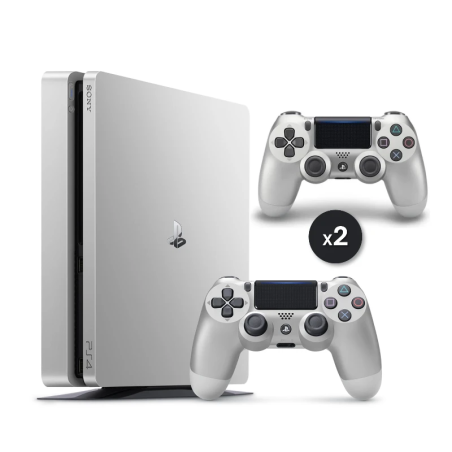 PlayStation 4 Slim Edition Silver 2 TB + 2 Controller — Generalüberholt