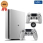 Playstation 4 SLIM Silver 500 Go + 2 Manettes (Reconditionnée : État Correct)