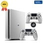 Playstation 4 SLIM Zilver 500 GB + 2 Controllers (Gereviseerd: Perfecte Staat)