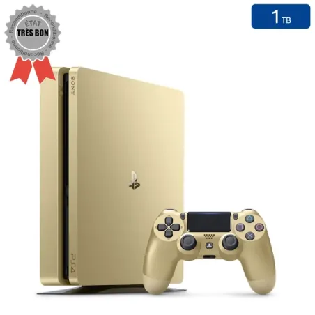 Playstation 4 SLIM Gold 1 To + 1 Manette (Reconditionnée : Très Bon État)