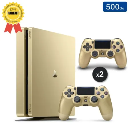 Playstation 4 SLIM Silver 500 Go + 2 Manettes (Reconditionnée : Parfait État)