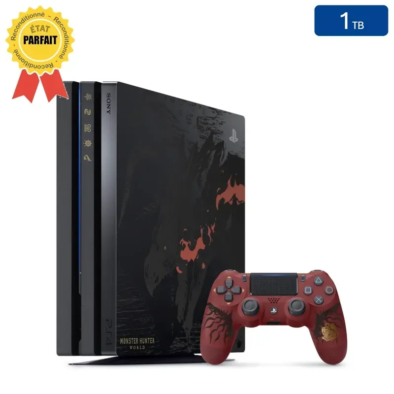 Playstation 4 PRO (Monster Hunter World Edition) 1 TB + 1 Controller (Generalüberholt: Perfekter Zustand)