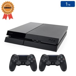 Playstation 4 FAT Noire 1 To + 2 Manettes (État Correct)