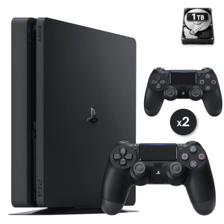 PS4 Slim 1 TB Nera 2 controller Ricondizionata