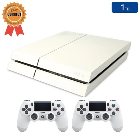 Playstation 4 FAT Blanche 1 To + 2 Manettes (État Correct)