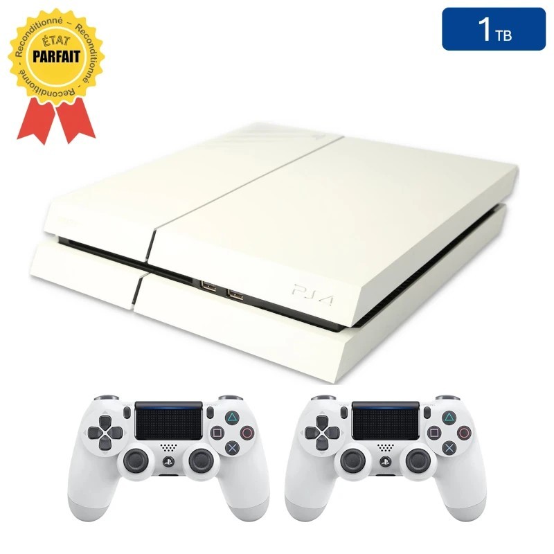 Playstation 4 Wit 1TB + 2 Controllers (Gereviseerd: Perfecte Staat)