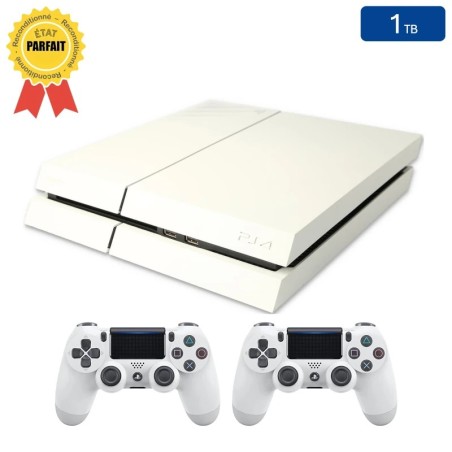 Playstation 4 FAT Blanche 1 To + 2 Manettes (Parfait État)