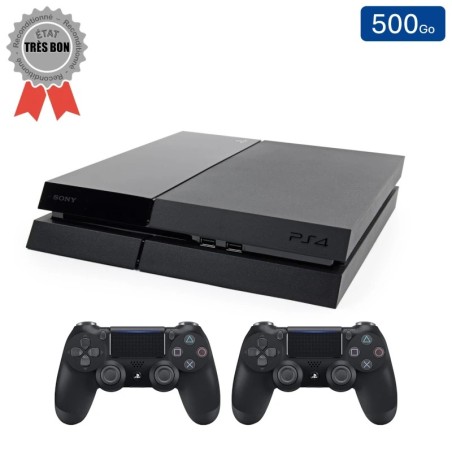 Playstation 4 FAT Noire 500 Go + 2 Manettes (Bon État)