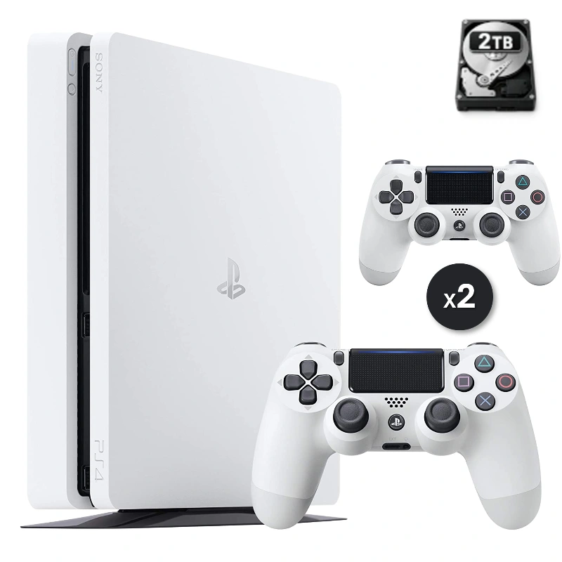 PlayStation 4 Slim Weiß 2 TB + 2 Controller (Generalüberholt)