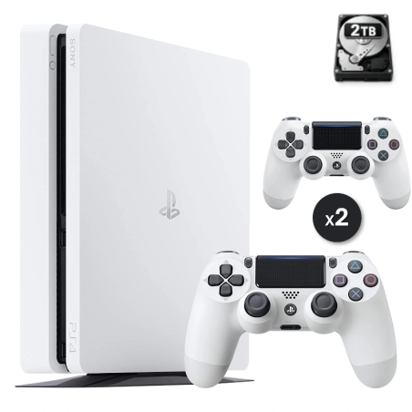 PlayStation 4 Slim Weiß 2 TB + 2 Controller (Generalüberholt)