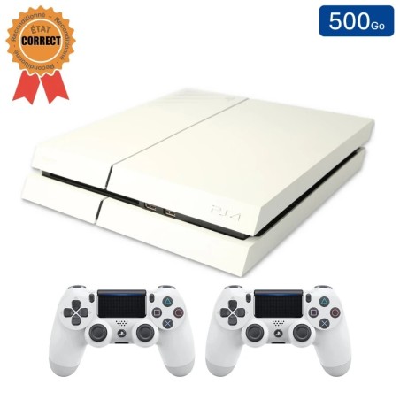 Playstation 4 FAT Blanche 500 Go + 2 Manettes (État Correct)