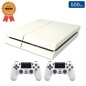 Playstation 4 White 500 GB + 2 Controllers (Refurbished: Good Condition)