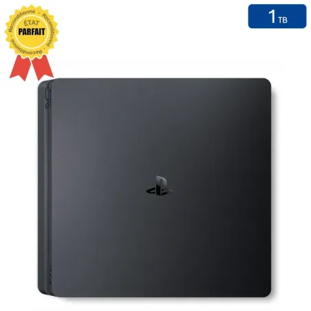 Playstation 4 SLIM Noire 1 To sans Manette (Reconditionnée : Parfait État)