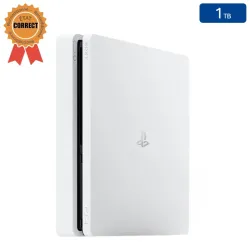 Playstation 4 SLIM Blanche 1 To sans Manette (Reconditionnée : État Correct)